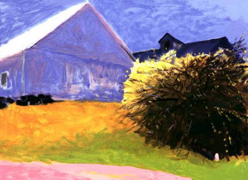 Wolf Kahn, Barn and Forsythia III, 2003
Serigraph on Paper, 45 x 55 1/2 inches