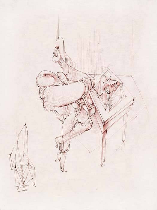 Hans Bellmer, The Sketch Table, 1967
Etching on Japan, 22 x 15 inches