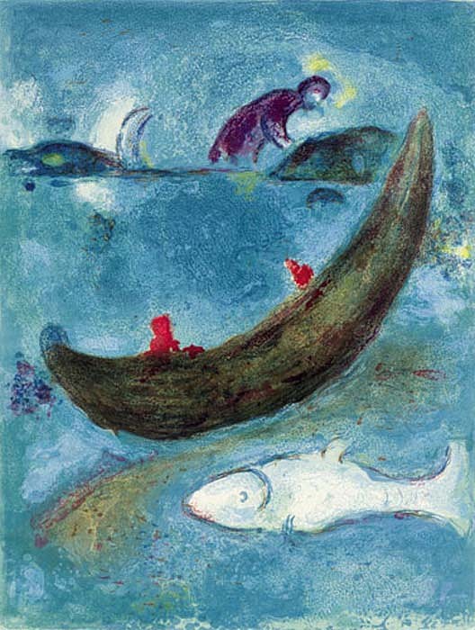 Marc Chagall, The Dead Dolphin & The 300 Drachmas, 1961
Lithograph, 21 x 15 inches