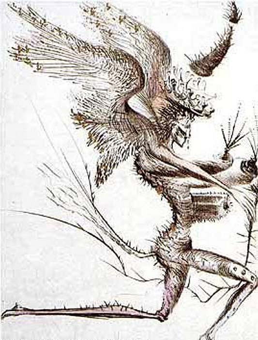 Salvador Dalí, Venus in Furs Suite: Winged Demon, 1969
Etching on Japan, 15 x 11 inches