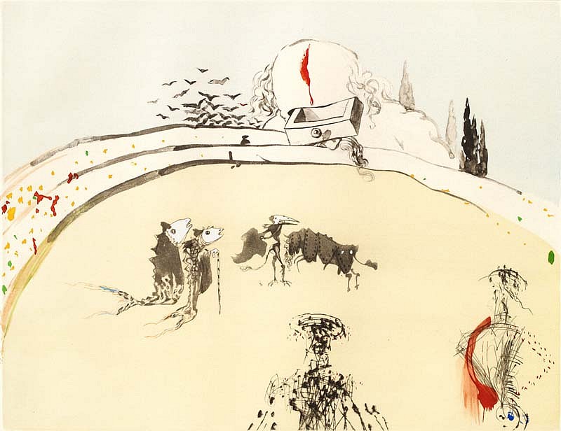 Salvador Dalí, Surrealistic Bullfight: Bullfight with Drawer, 1968
Etching on Japan, 20 x 26 inches