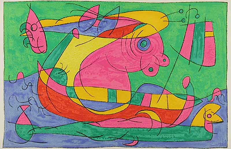 Joan Miró, XIII. Ubu Roi: Le Voyage de Retour, 1966
Lithograph, 16 1/2 x 25 3/8 inches