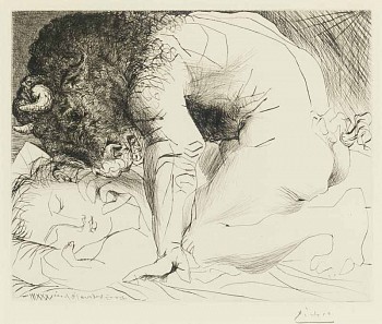 Pablo Picasso -&nbsp;Pablo Picasso Minotaur Caressant une Dormeuse, Pl. 93 (From La Suite Vollard)