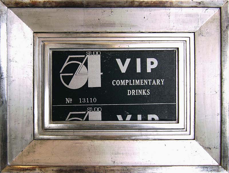 Andy Warhol, VIP Ticket - Studio 54, 1978
Original Synthetic Polymer and Silkscreen Inks on Canvas, 8 x 14 1/4 inches