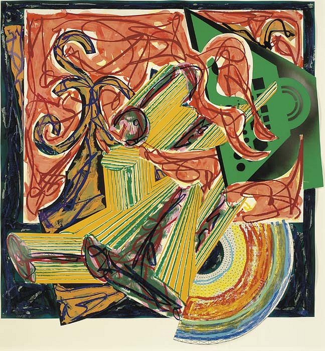 Frank Stella, The Butcher Came and Slew the Ox, 1984
Lithograph, Linocut & Screenprint in Colors with Hand-Coloring & Collage, 56 7/8 x 53 3/8 inches
