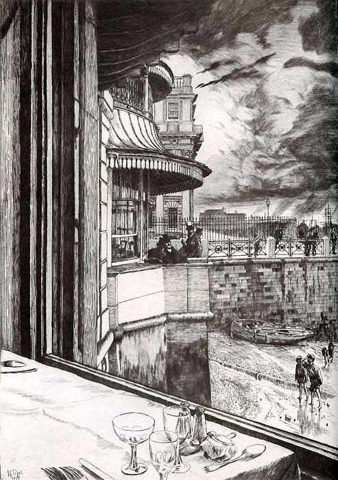 James Jacques Tissot, Trafalgar Tavern, Greenwich, 1878
Etching and Drypoint, 13 7/8 x 9 5/8 inches