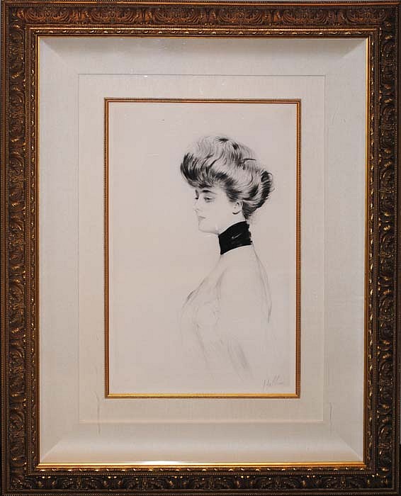 Paul César Helleu, Woman with Scarf, Facing Left, ca. 1900
Drypoint in Colors, 20 x 12 5/8 inches