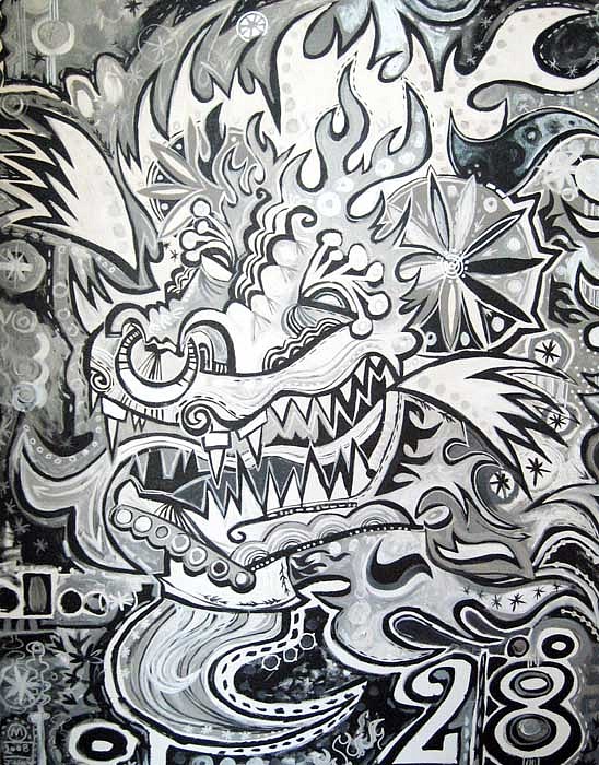 Mark T. Smith, Dragon Head, Black and White, 2008
Mixed Media on Canvas, 60 x 48 inches