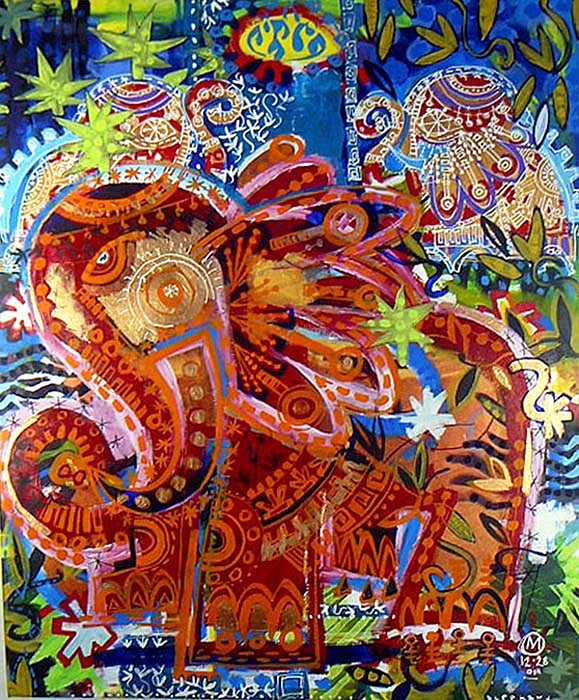 Mark T. Smith, Three Elephants, 2001
Mixed Media on Canvas, 56 x 45 inches