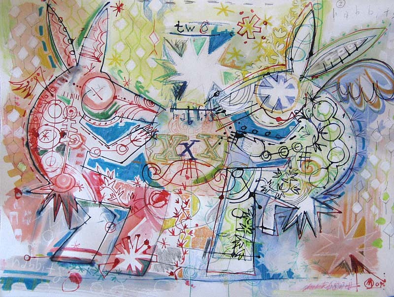 Mark T. Smith, Two Rabbits Drawing, 2009
Mixed Media on Paper, 22 x 30 inches