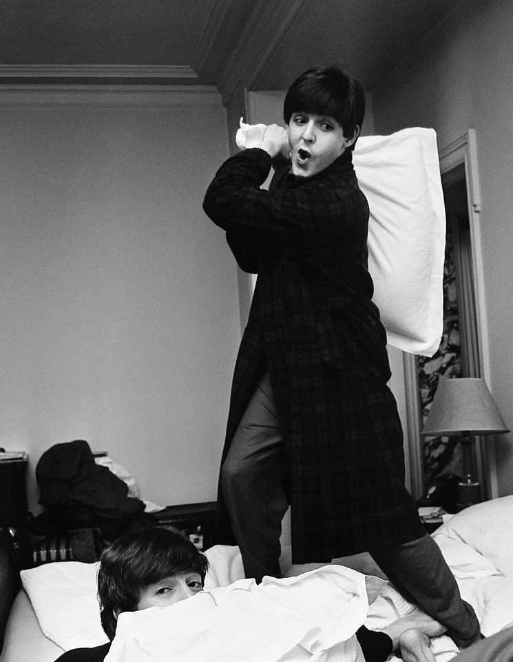 Harry Benson, Paul hits John, Pillow Fight, George V Hotel, Paris, 1964
Archival Pigment Print, 37 3/4 x 30 inches