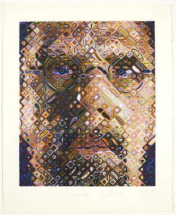 Chuck Close, Self-Portrait, Woodcut, 2009
Woodcut in 47 Colors, 35 1/2 x 28 1/2 inches