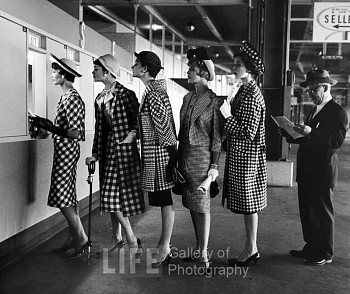 Nina Leen -&nbsp;Nina Leen Race Track Fashions at Roosevelt Raceway Window, New York