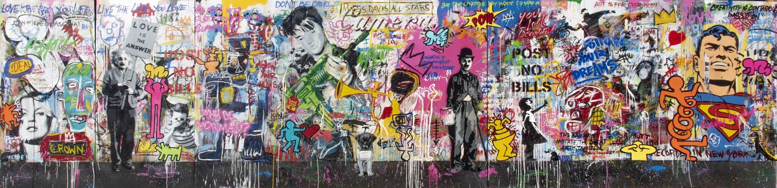 Mr. Brainwash, 8-Panel Mural, 2016
Stencil and Mixed Media on Multiple Wood Panels, 96 x 384 in.