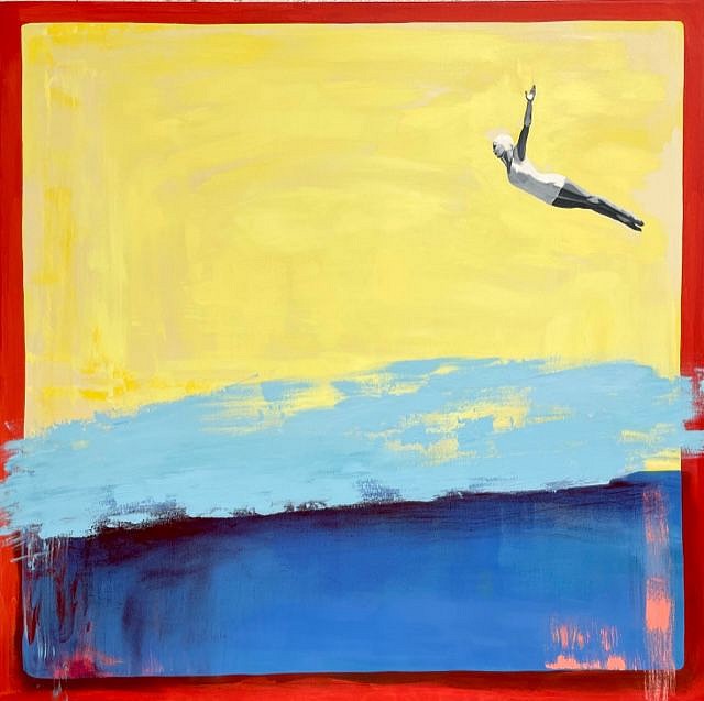 Adi Oren, Yellow, Blue, and Red Diver, 2022
Acrylic on Canvas, 48 x 48 in.