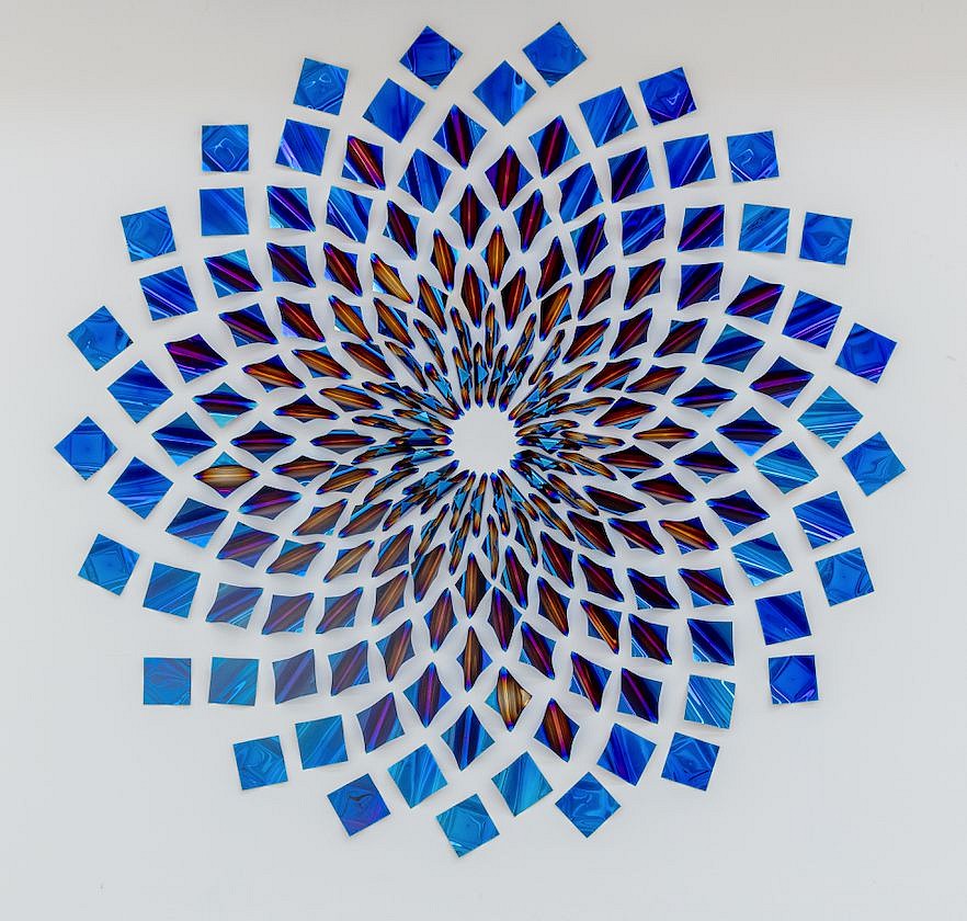 Daniele Sigalot, Blue Lotus, 2022
Blue PVD Coating on Stainless Steel Wall Sculpture, 81 x 81 in.