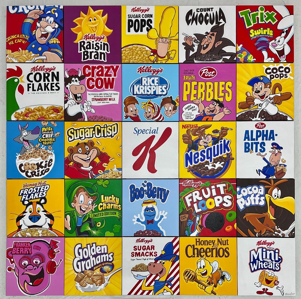 Guy Boudro, Cereal Mosaic: Mini Wheats, 2023
Acrylic on Canvas, 63 1/2 x 63 1/2 in.