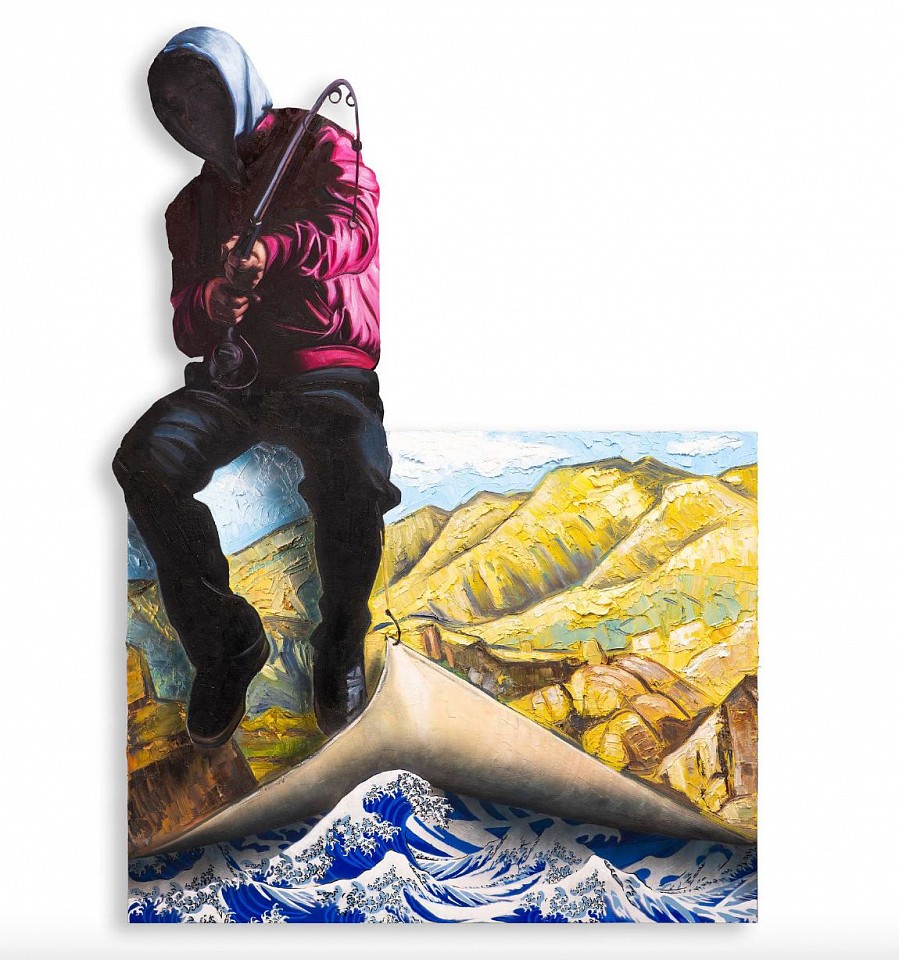 Hijack, Catching Waves, 2023
Acrylic, Oil, and Spray Paint on Woodcut, 70 x 50 in.