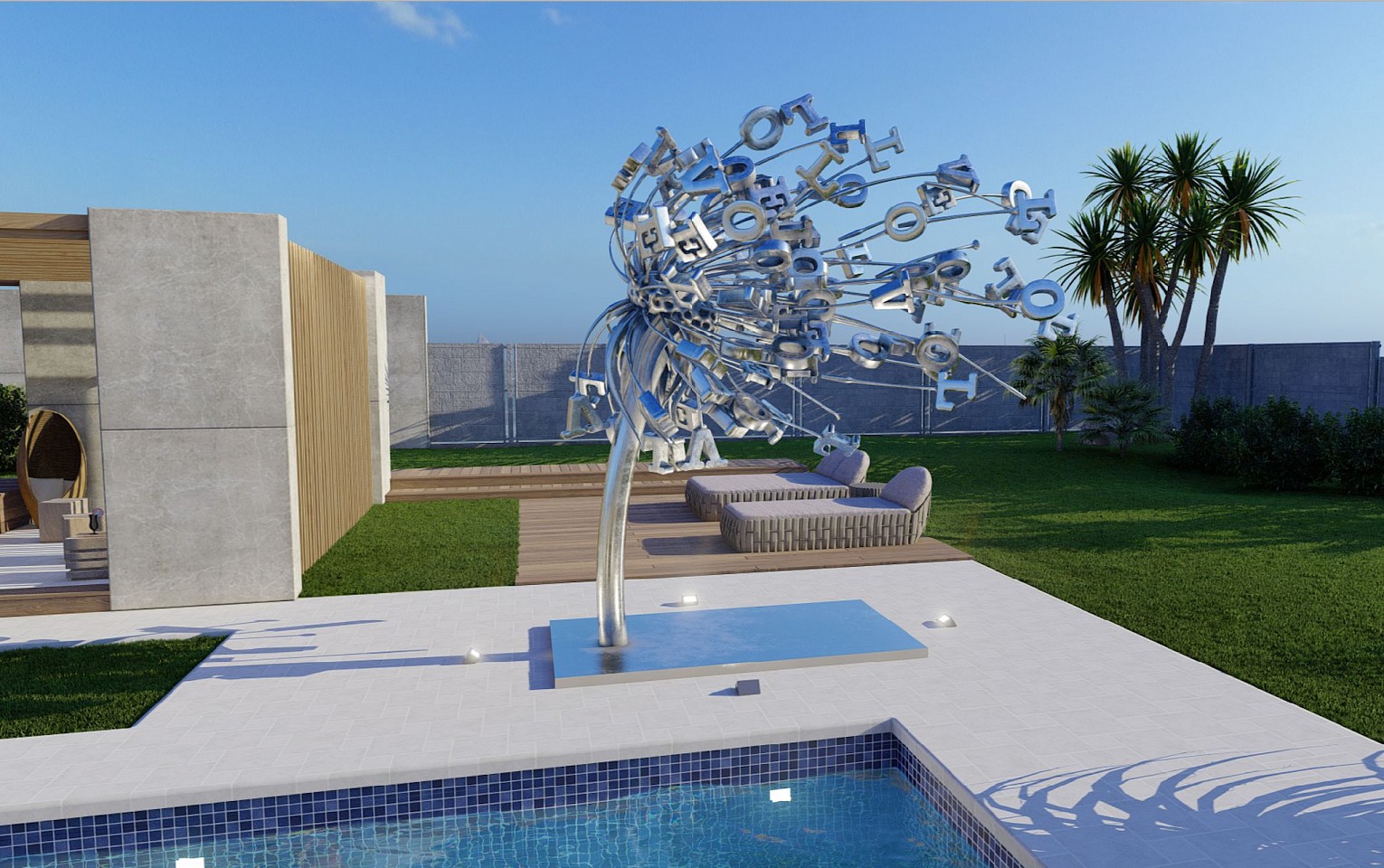 Alexi Torres, Love Is In The Air, 2022
316 Marine Grade Stainless Steel Sculpture, 72 x 80 x 48 in.