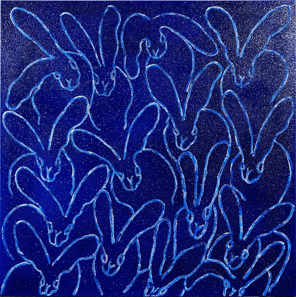 Hunt Slonem, Blue Diamond Dust Tuesday, 2022
Oil and Acrylic with Diamond Dust on Canvas, 48 x 48 in.