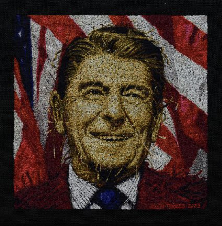 Alexi Torres, Ronald Reagan, 2022
Thread on Black Canvas, 14 x 14 in.