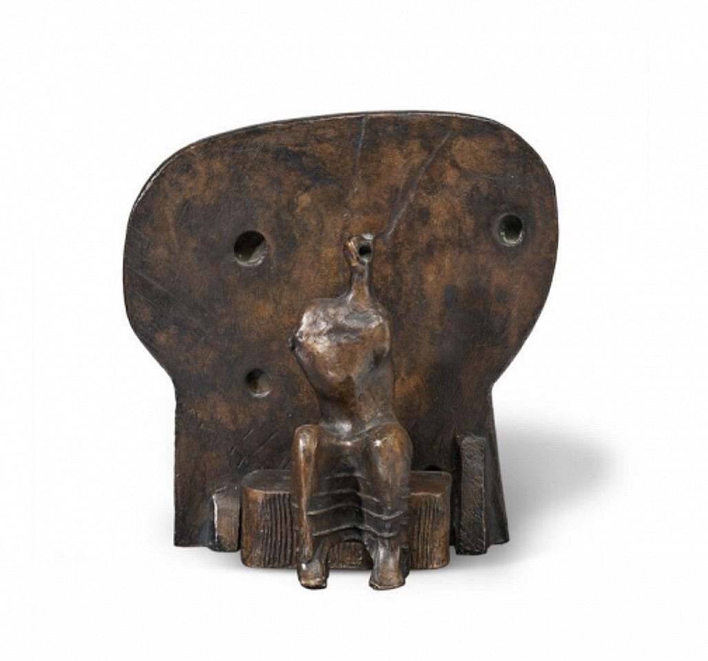 Henry Moore, Armless Seated Figure Against Round Wall, Conceived in 1957
Bronze with Brown Patina, 10 1/4 in.