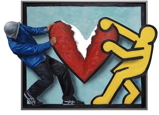 Hijack, Share the Love, 2024
Acrylic, Oil, and Spray Paint on Woodcut, 32 x 47 in.