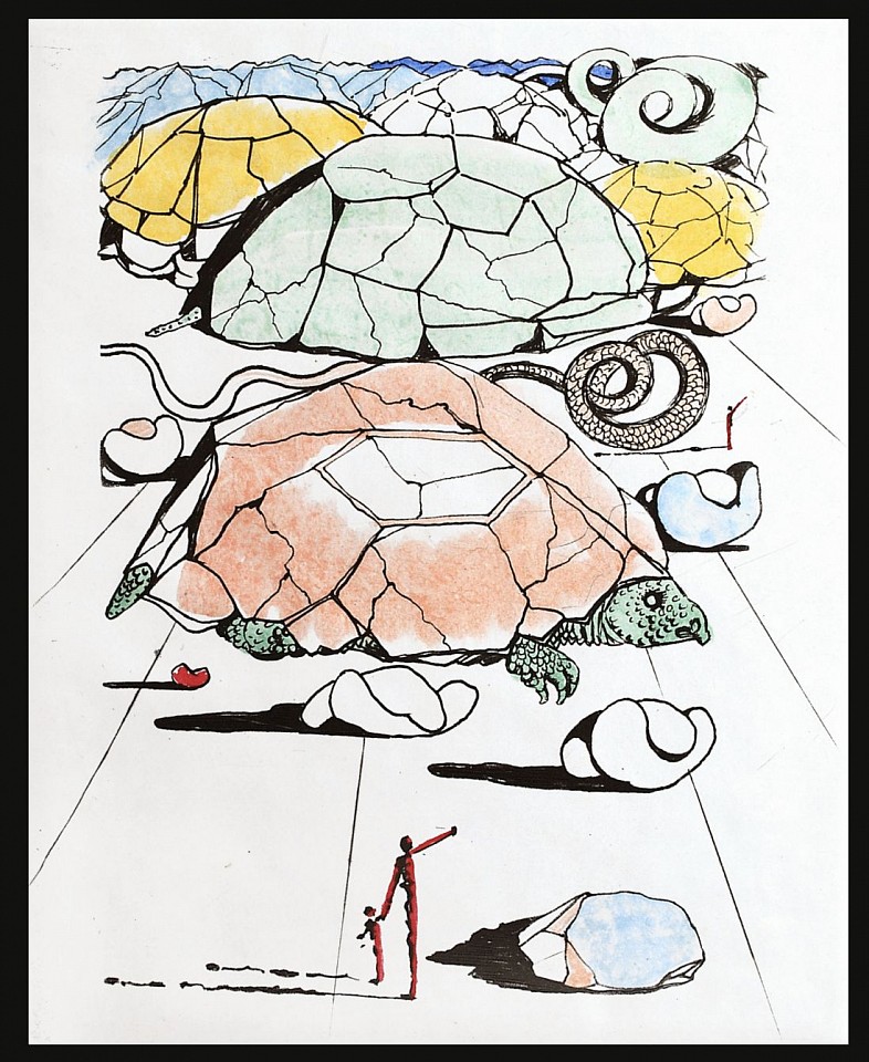 Salvador Dali, Mao Tse-Toung The Turtle Mountains Suite, 1967
Hand Colored Copper Etching on Japon, 15 x 11 in.