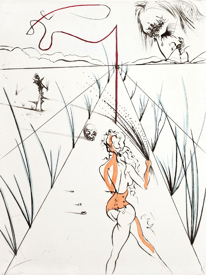 Salvador Dali, Venus In Furs Suite: Whips Alley, 1969
Hand Colored Copper Etching on Japon, 15 x 11 in.