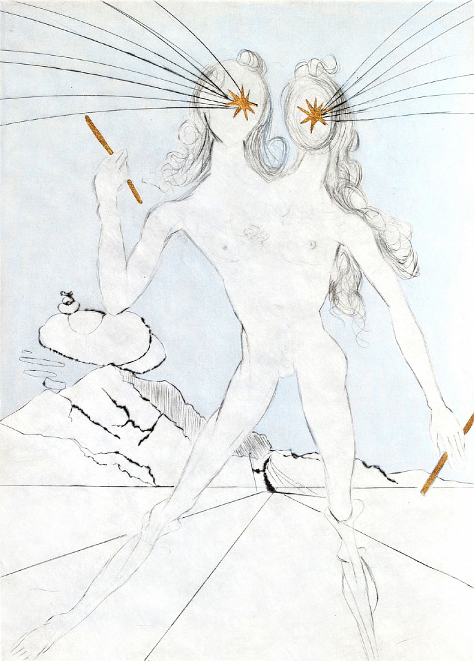 Salvador Dali, Ronsard Suite: Bicephalous, 1968
Hand Colored Copper Etching on Japon, 15 x 11 in.