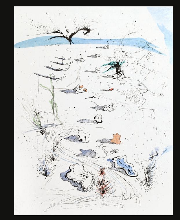 Salvador Dali, Apollinaire: The Trenches, 1967
Hand Colored Copper Etching on Japon, 15 x 11 in.