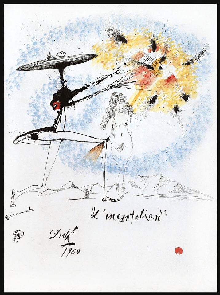 Salvador Dali, Individual Incantation, 1960
Hand Colored Copper Etching on Arches, 14 x 11 in.