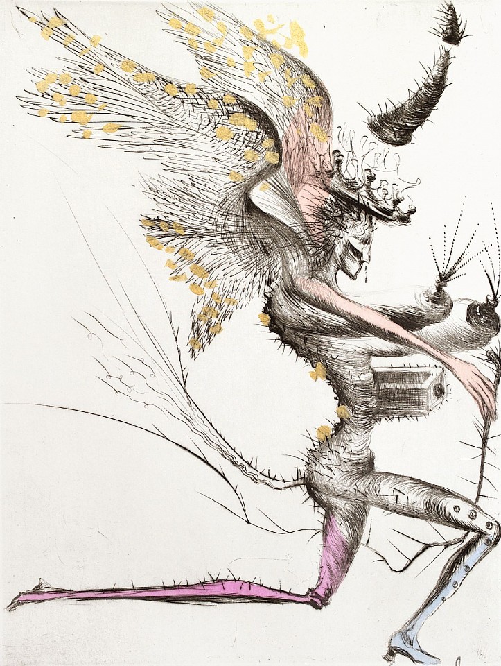 Salvador Dali, Venus in Furs Suite: Winged Demon, 1969
Hand Colored Copper Etching on Japon, 15 x 11 in.