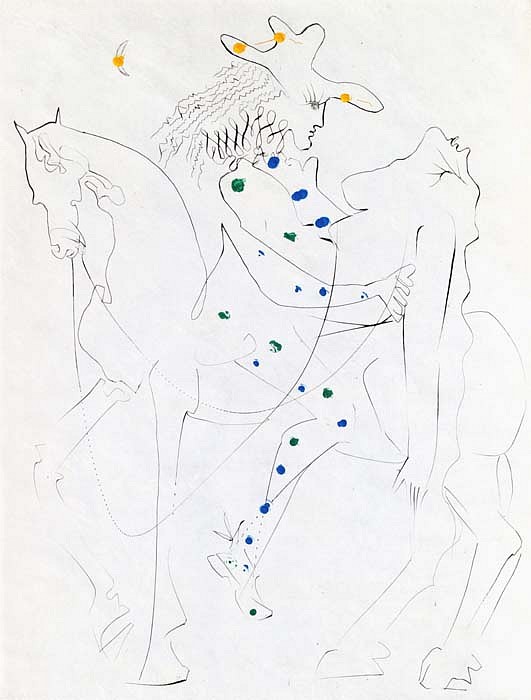 Salvador Dali, Ronsard Suite: Picasso's Horse, 1968
Hand Colored Copper Etching on Japon, 15 x 11 in.