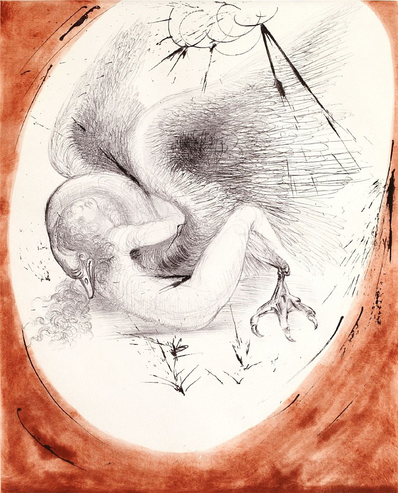 Salvador Dali, Mythology Suite: Leda and Swan, 1963-1965
Hand Colored Copper Etching on Japon, 22 x 30 in.