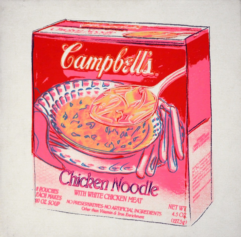 Andy Warhol, Campbell's Chicken Noodle Soup Box, 1986
Acrylic and Silkscreen Ink on Canvas, 14 x 14 in.