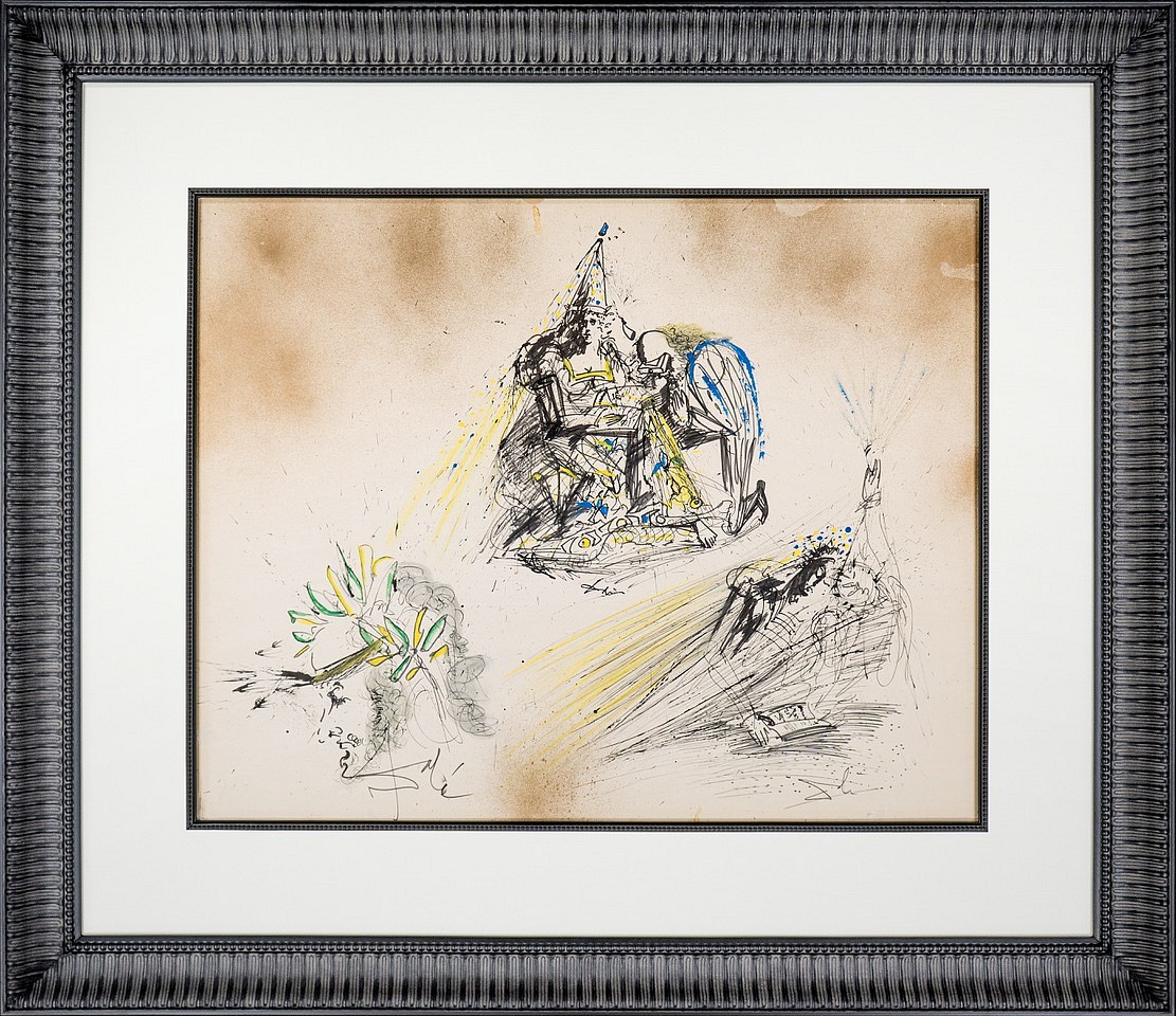 Salvador Dali, Reine, Poet, Lecture, 1966
Unique Drawing in Ink with Gouache and Watercolor, 33 1/2 x 38 1/2 in.