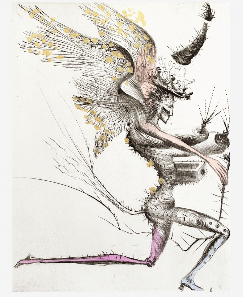 Salvador Dali, Venus in Furs Winged Demon, 1969
Hand Colored Copper Etching on Japon, 15 x 11 in.