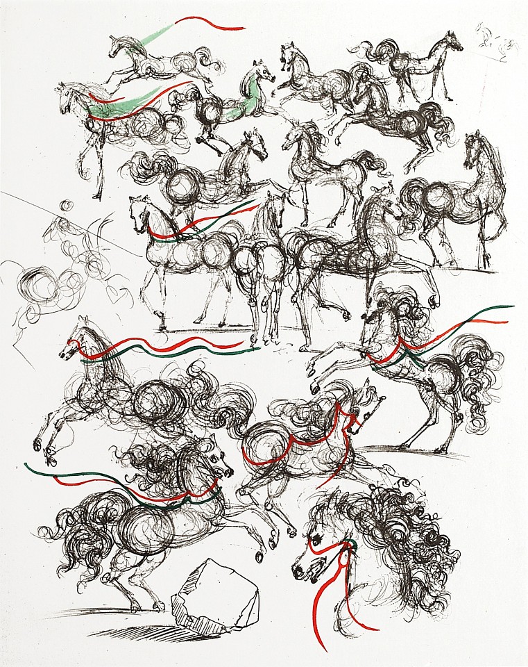 Salvador Dali, Poems by Mao Tse-Toung: Horses, 1967
Hand Colored Copper Etching on Japon, 15 x 11 in.