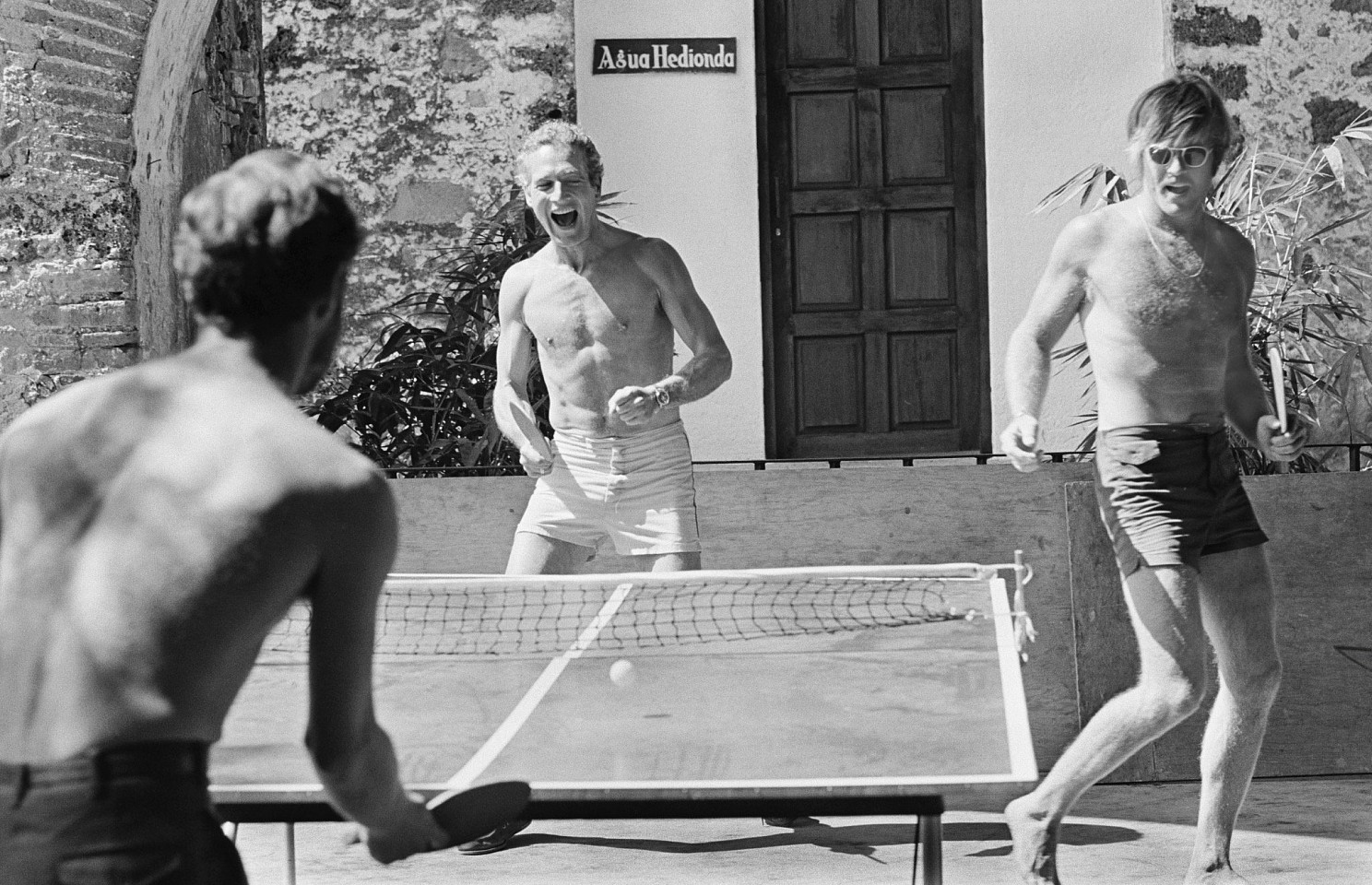 Lawrence Schiller, Paul Newman and Robert Redford playing ping pong, 1968
Dye Sublimation, 30 x 45 in.