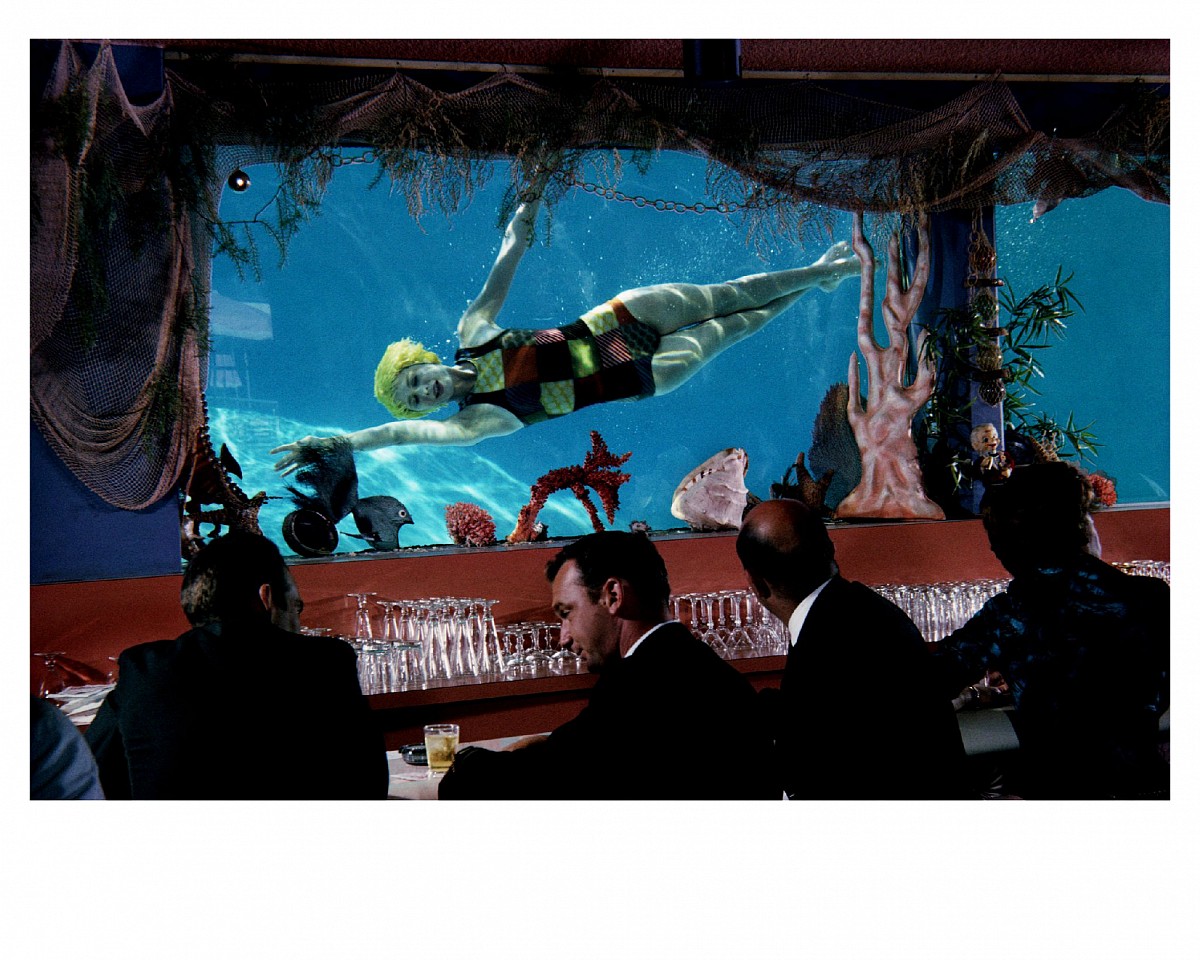 Lawrence Schiller, Customers of Stardust Motel in Mission
Bay get watery view with drinks. , Mission Bay, California, 1963
Dye Sublimation, 30 x 48 in.