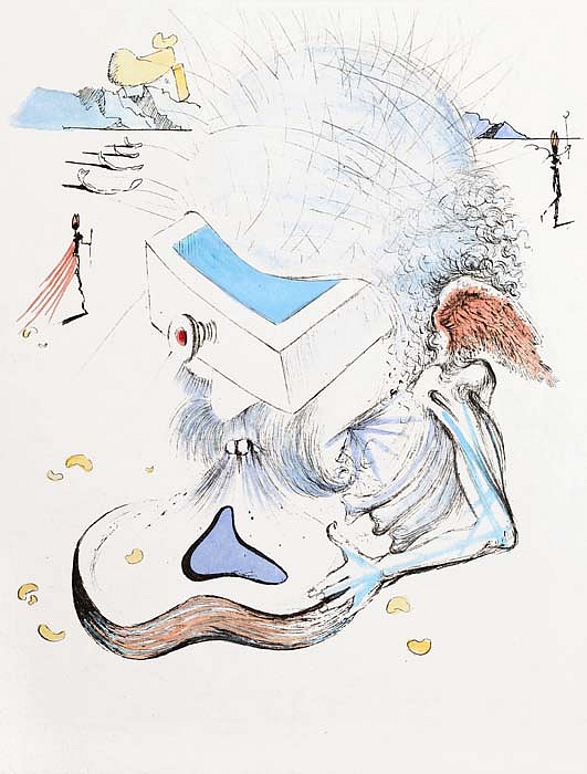 Salvador Dali, Apollinaire: The Drawers, 1967
Hand Colored Copper Etching on Japon, 23 1/2 x 19 in.