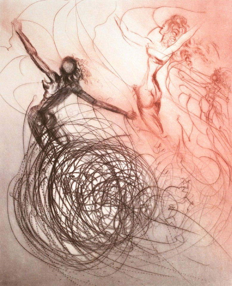 Salvador Dali, Hippies Suite: Woman In The Waves, 1969
Hand Colored Copper Etching on Japon, 25 x 20 in.