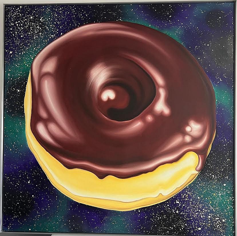 Kenny Scharf, Chocolate Donut in Space, 2007
Oil on linen, 60 x 60 in.