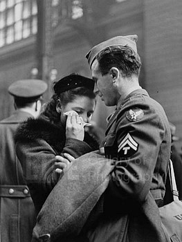 Alfred Eisenstaedt -&nbsp;Alfred Eisenstaedt A Soldier's Farewell, Penn Station, Woman with Handkerchief