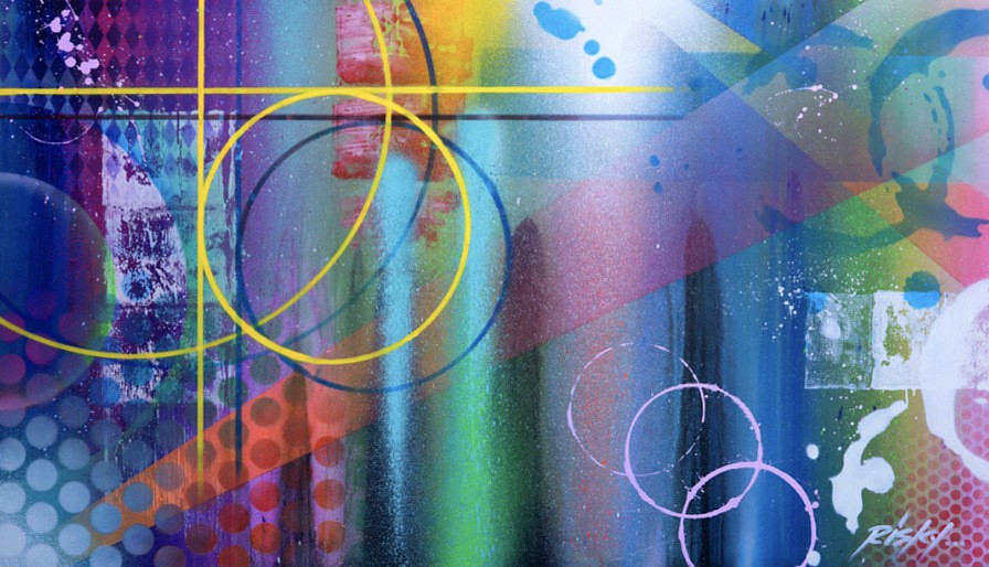 RISK, Chromatic Currents 1, 2025
Acrylic, Aerosol & Marker on Canvas, 51 x 86 in.