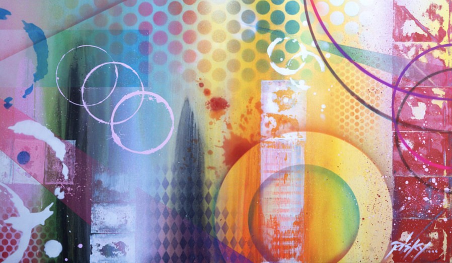 RISK, Chromatic Currents 2, 2025
Acrylic, Aerosol & Marker on Canvas, 51 x 86 in.