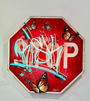 RISK -&nbsp;RISK Risk Tag Stop Sign Neon