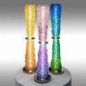 Abby Modell, Rock Candy (Pink/Purple)
2026, Hand-blown glass, translucent mirror, fire-polished glass, faceted Rockgems, Swarovski crystals, attached chrome base. Chrome light base and bulb included