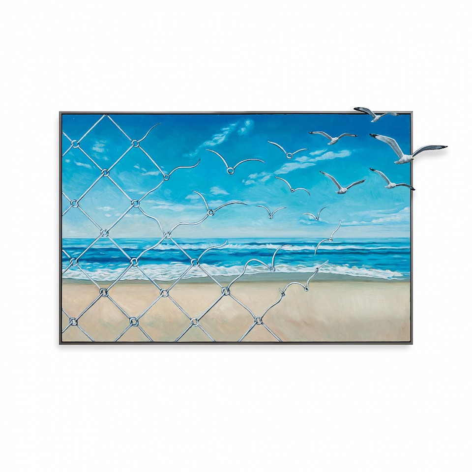 Hijack, Bird Fence, 2026
Oil on Wood, 46 x 78 in.